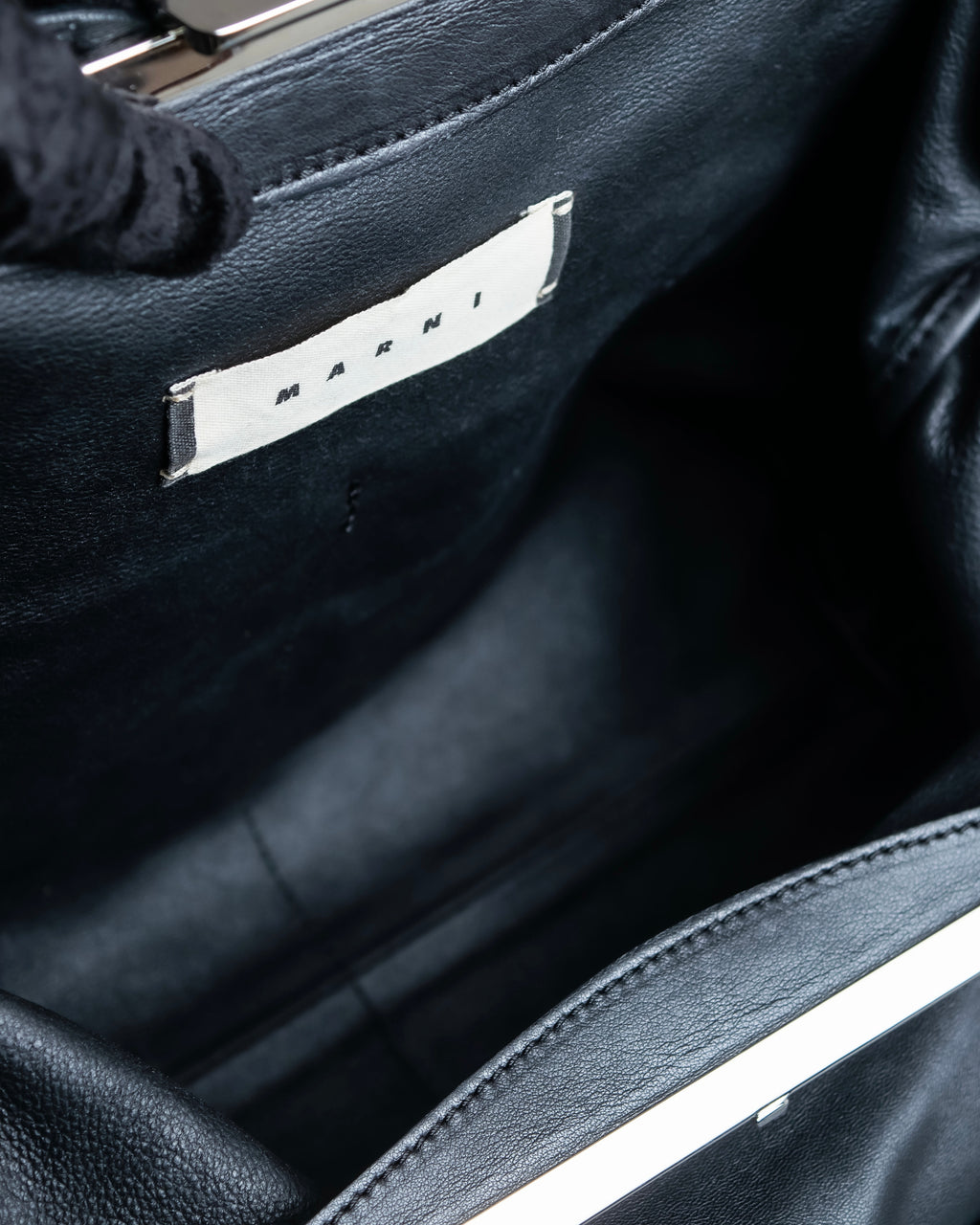 "MARNI" Side ribbon design rounded body leather bag