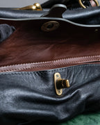 "Chloe" Horizontal design bicolor one handle leather purse bag