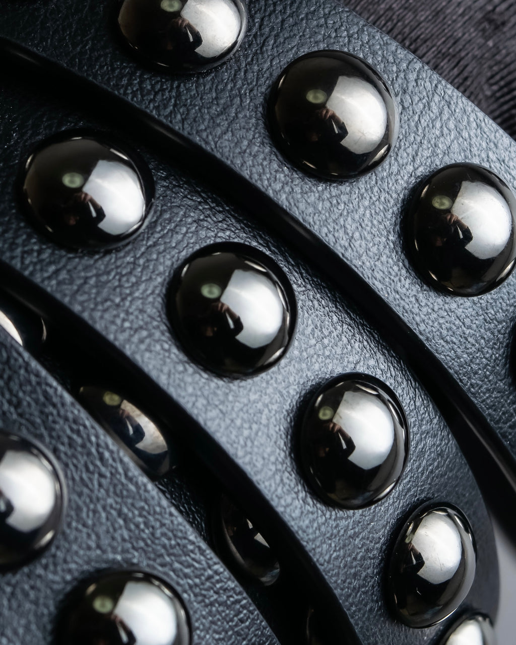 "Christian Dior" Silver stud detail narrow leather belt