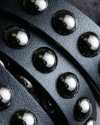 "Christian Dior" Silver stud detail narrow leather belt