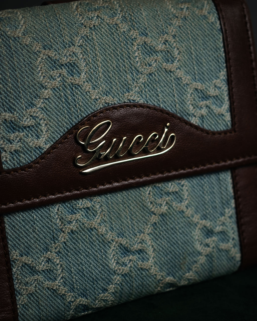“GUCCI” 00’s GG denim script logo wallet