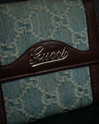 “GUCCI” 00’s GG denim script logo wallet