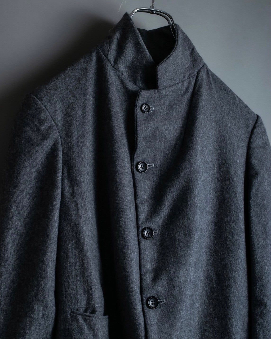 "Comme des Garçons" tailored jacket with stand collar and multiple pockets