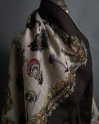 "HERMES" 80's Carré 90 Les Champignons II silk scarf