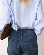 ARMANI COLLEZIONI/ Snap Button-down Oversized Dress Shirt Light Blue