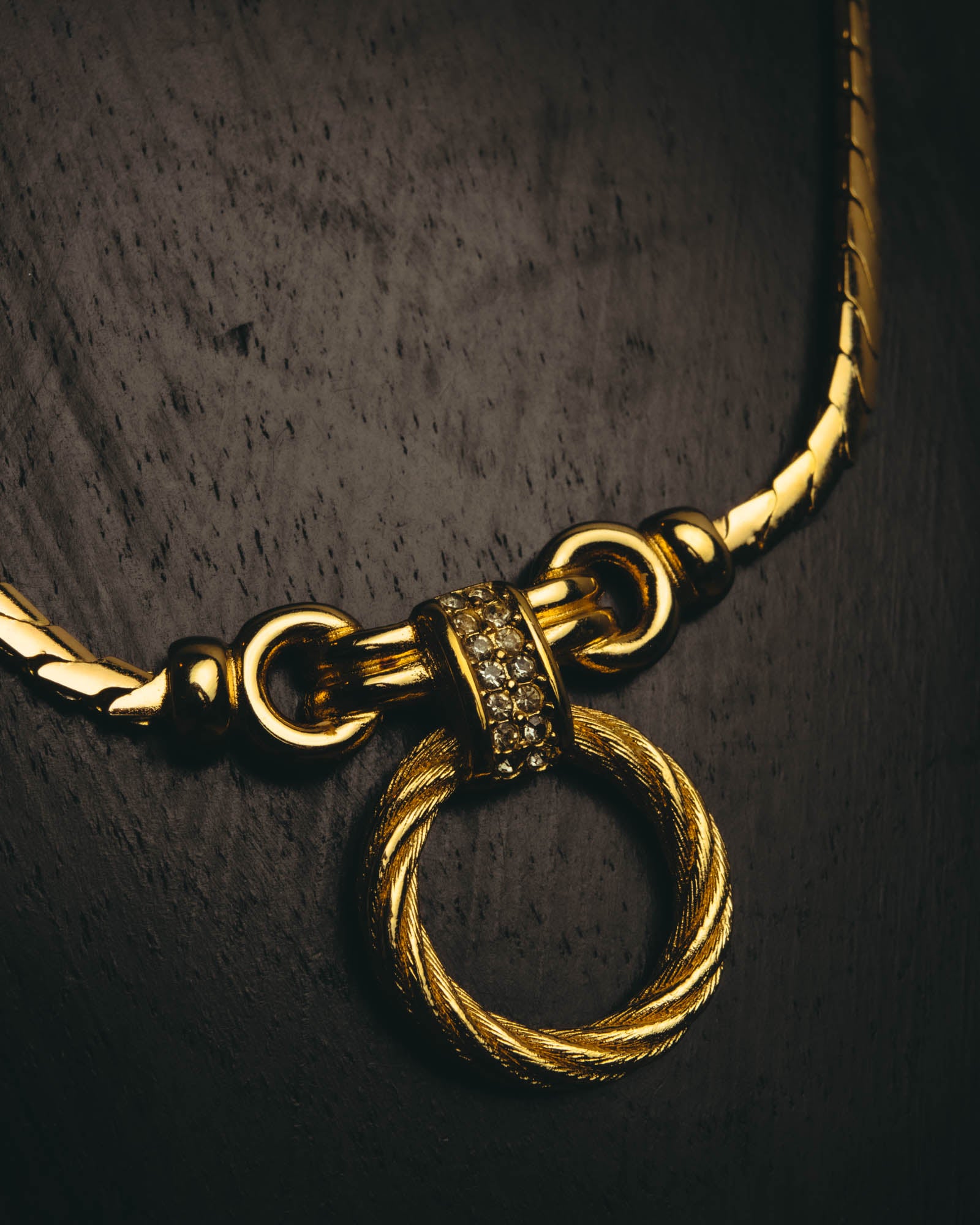 "Christian Dior" 80's-90's Gold tone rhinestone necklace