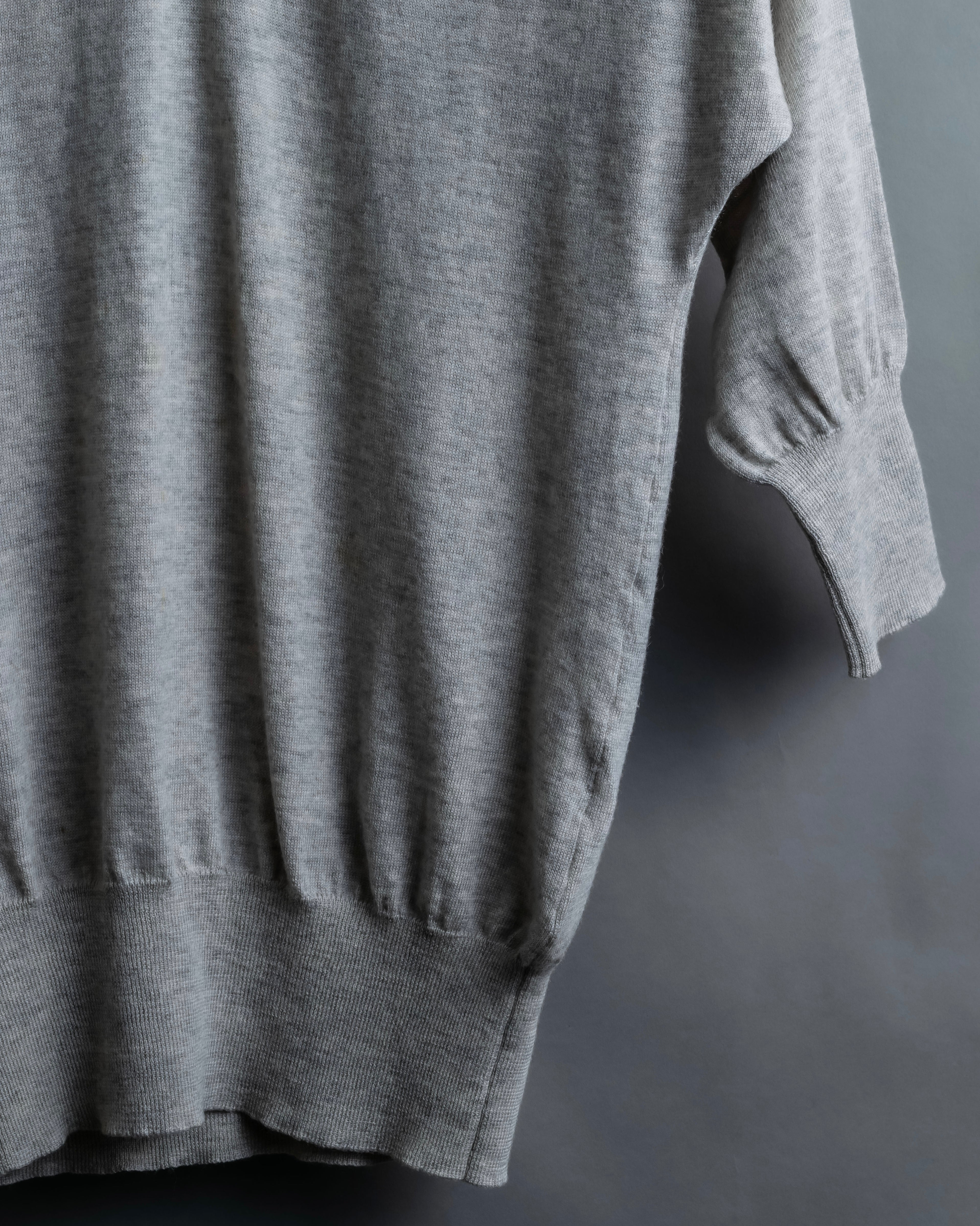 "JIL SANDER" Solid texture V neck mixed knit