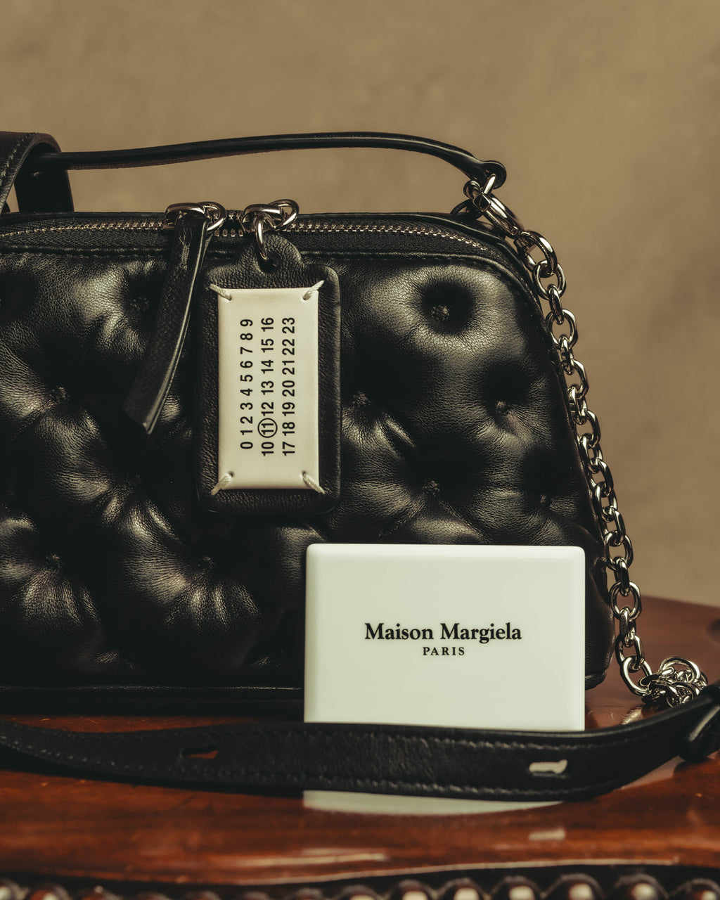 –SPECIAL– “Maison Margiela” 2024-25 Glam slam embroidered trapezoid leather bag
