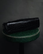 "YVES SAINT LAURENT" 90’s crocodile embossed lace up handbag