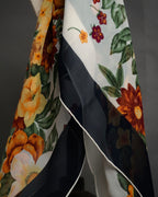 “Christian Dior” 80’s–90’s Botanical silk floral scarf