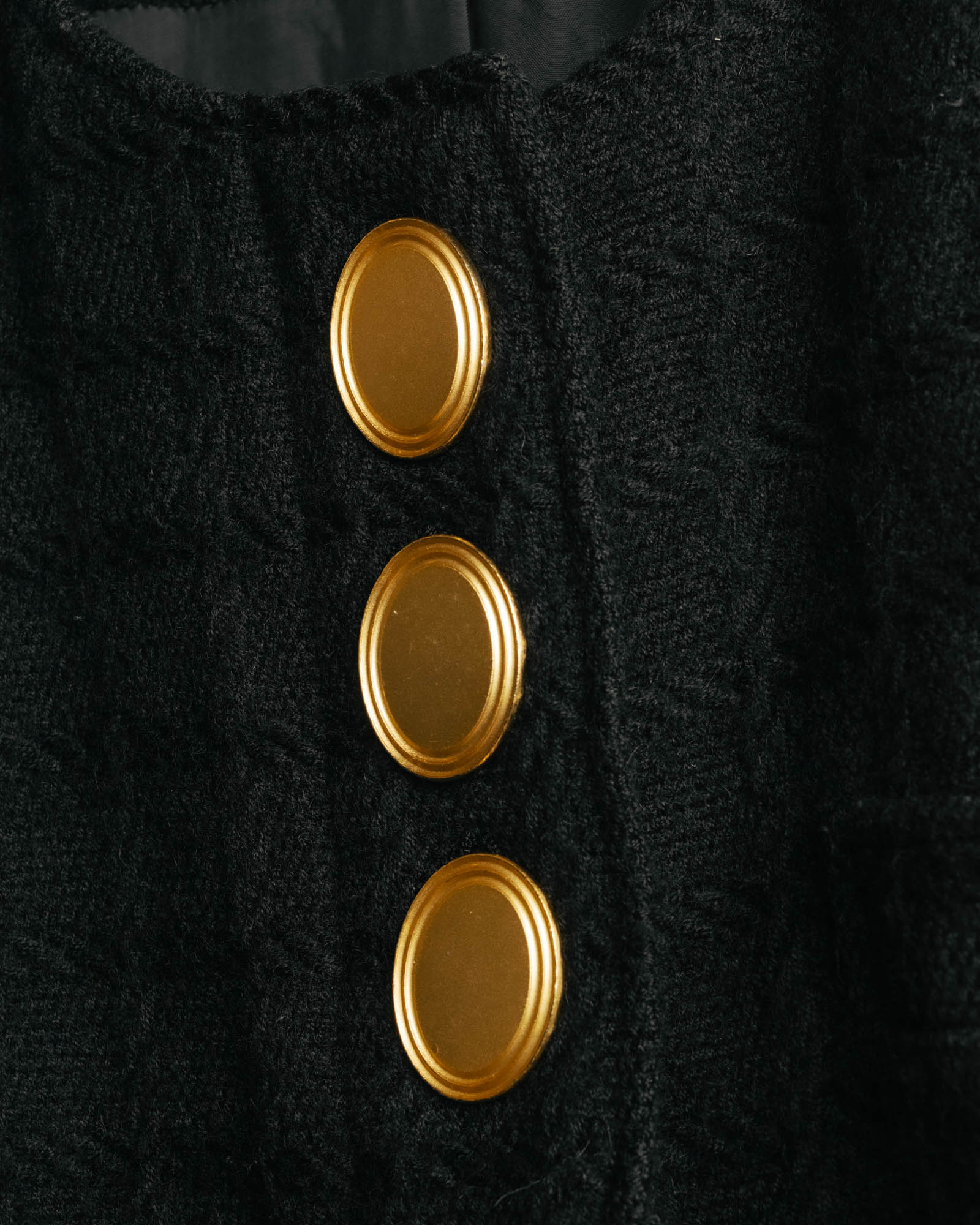 -SPECIAL- "Christian Dior" 80's-90's Textured collarless wool jacket