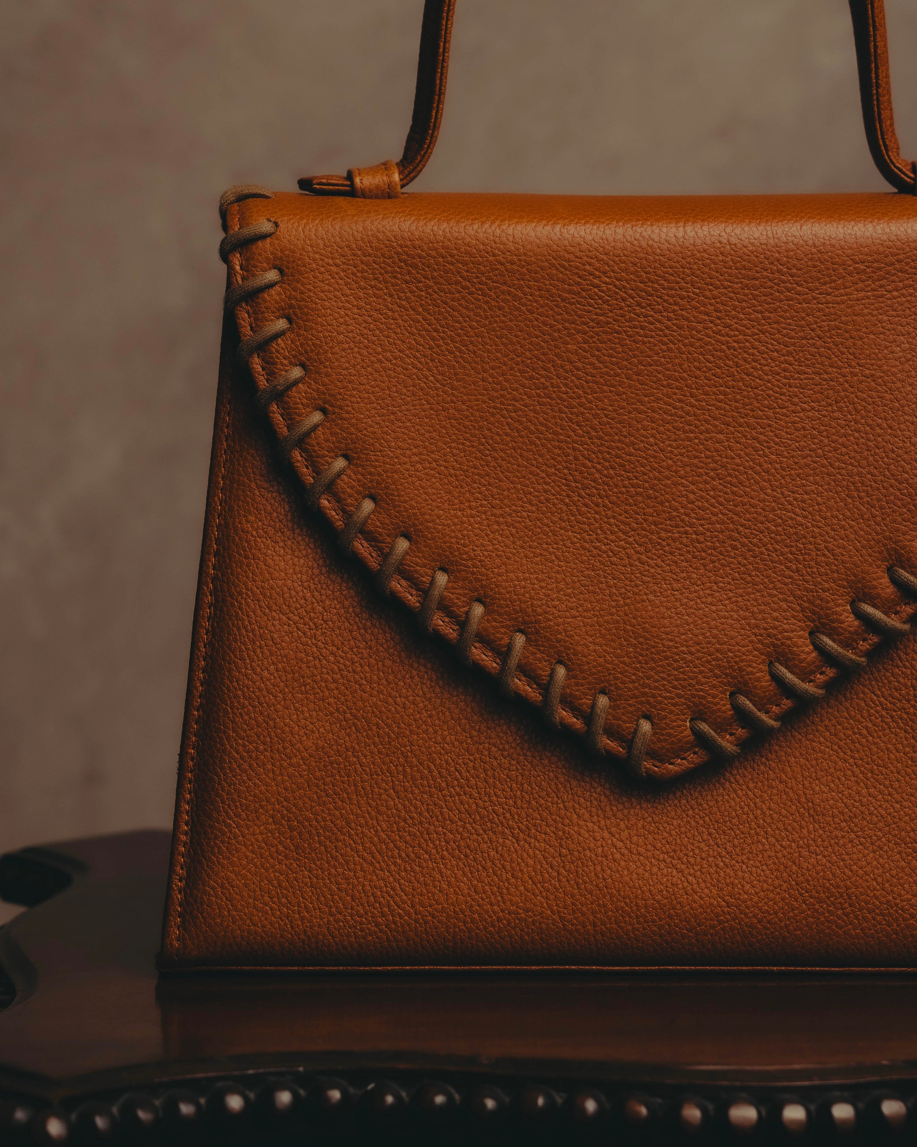 "Yves Saint Laurent" 70's-80's Cognac leather top handle bag