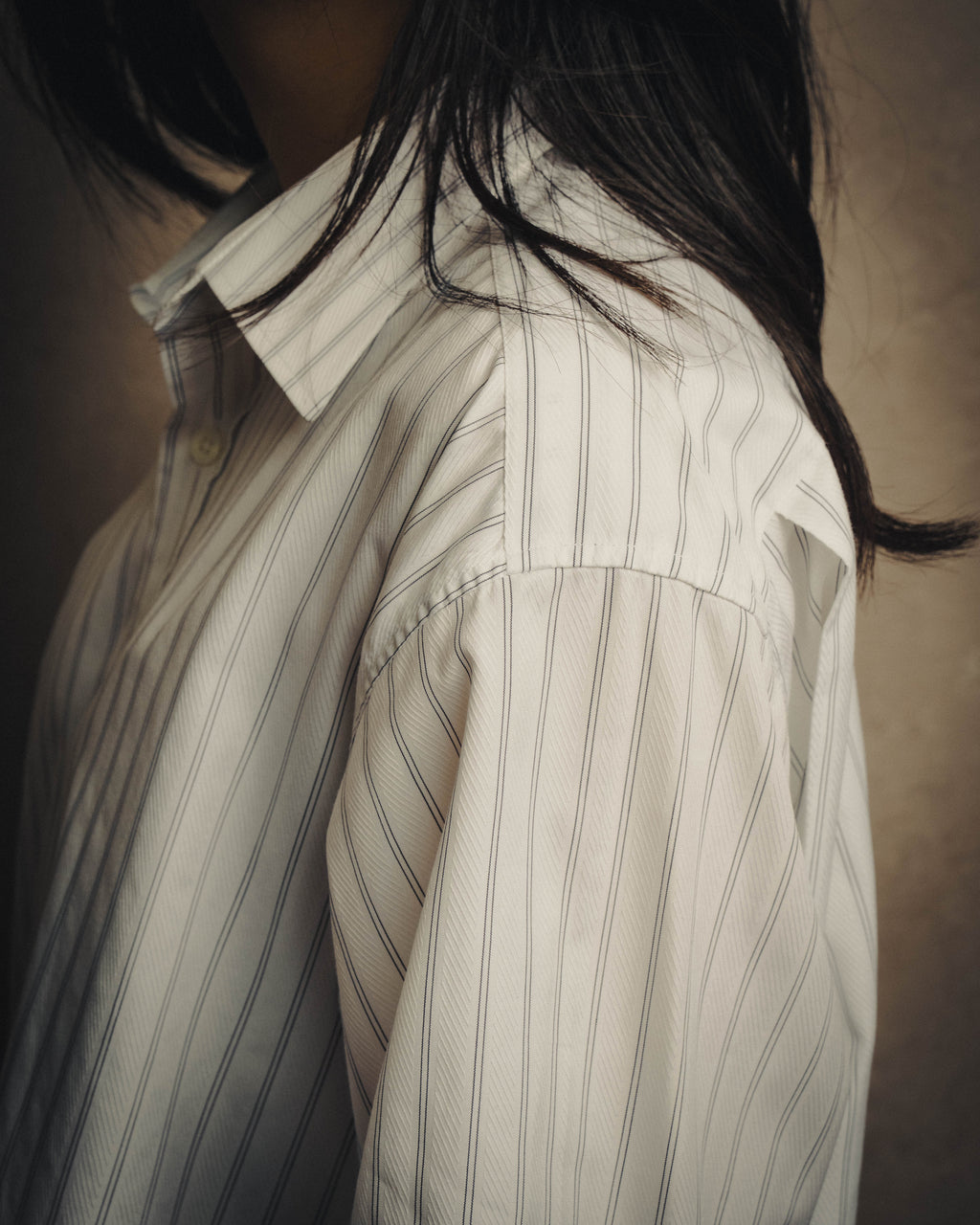 -SPECIAL- “HERMES” 80’s tonal jacquard pinstripe French cuff shirt