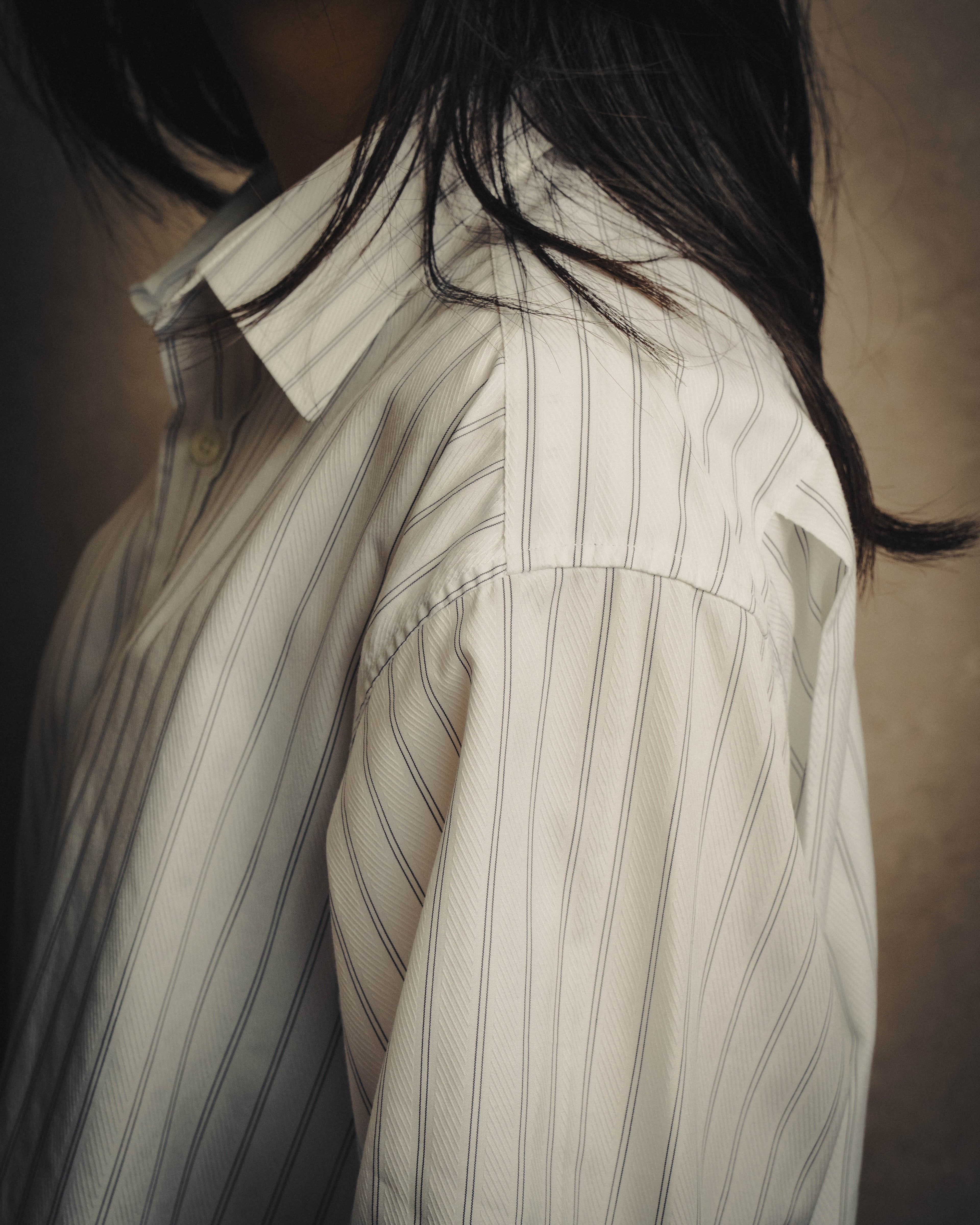 -SPECIAL- “HERMES” 80’s tonal jacquard pinstripe French cuff shirt