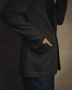 -SPECIAL- "Maison Martin Margiela" 00's Check shawl collar smoking jacket with satin contrast