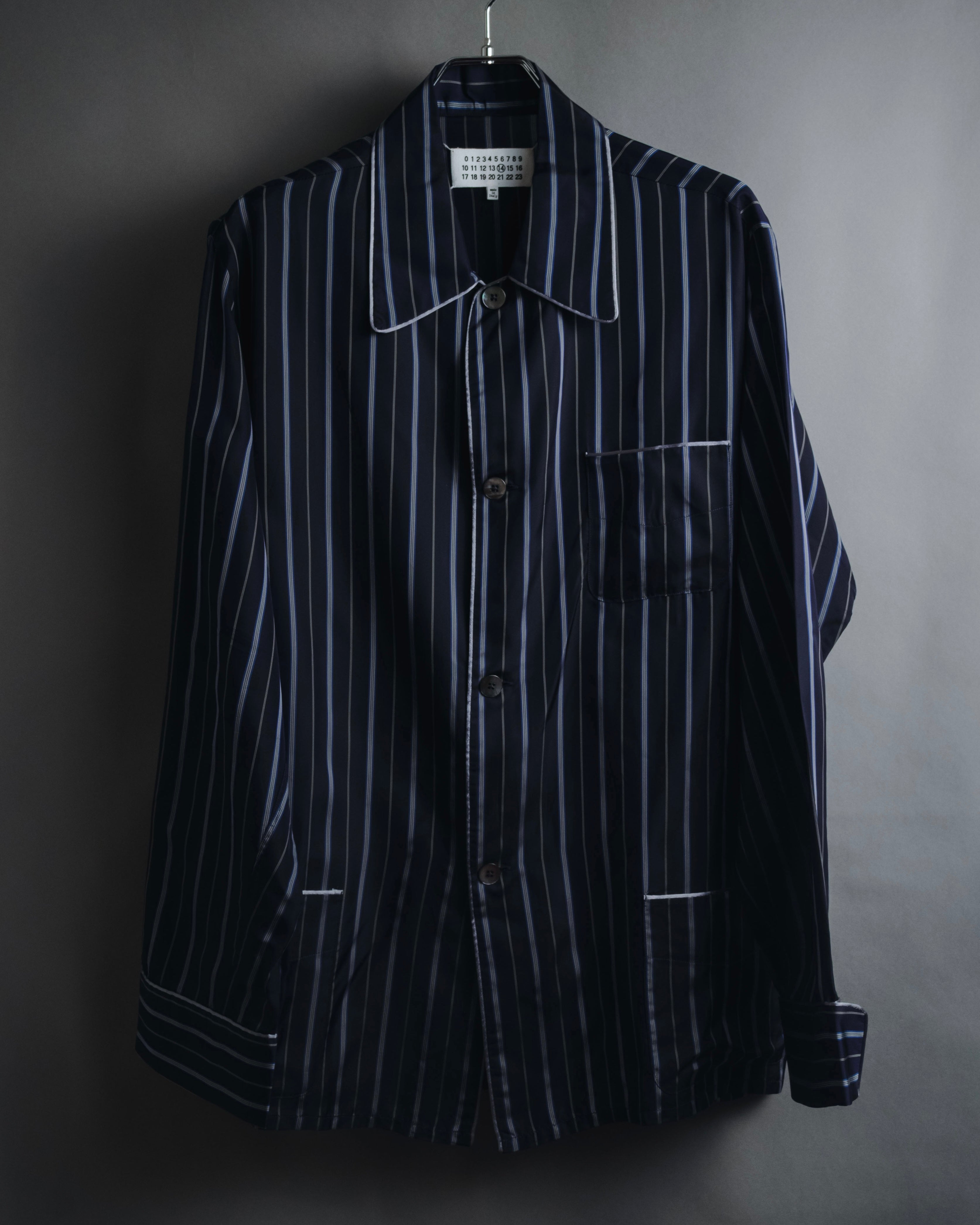 "Maison Margiela" 2021AW piped striped lounge shirt
