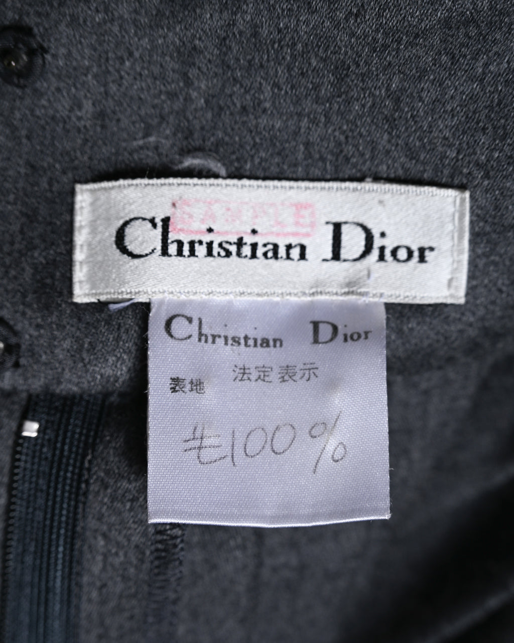 Christian Dior (SAMPLE)/ Archived Pure Wool Luxury Long Pleats Skirt Gray