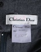 Christian Dior (SAMPLE)/ Archived Pure Wool Luxury Long Pleats Skirt Gray