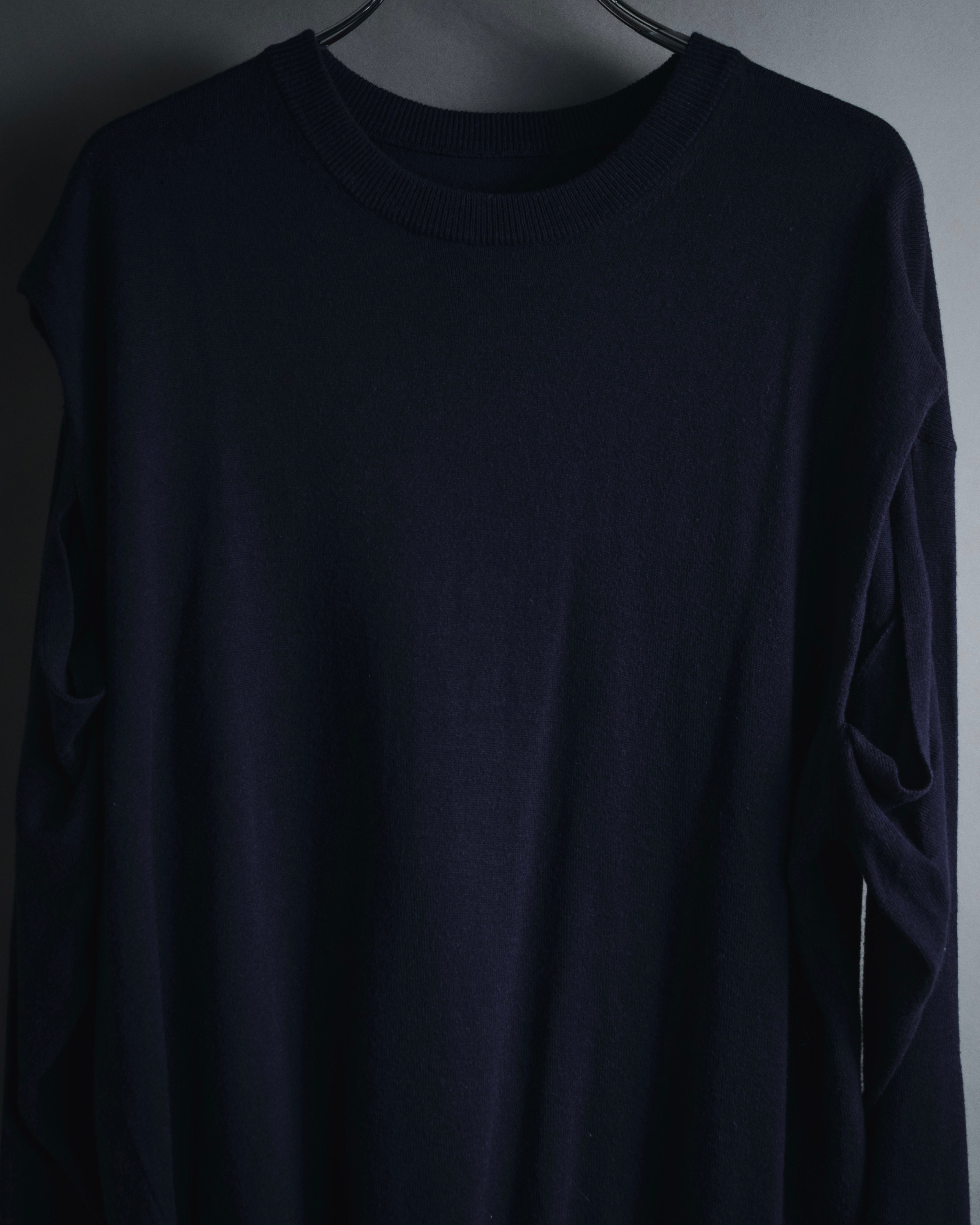 "Maison Margiela" Deconstructed arm-slit crewneck knit pullover