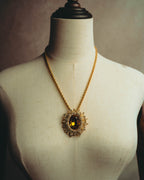 -SPECIAL- “Christian Dior” 80’s-90’s Sunburst amber glass pendant brooch