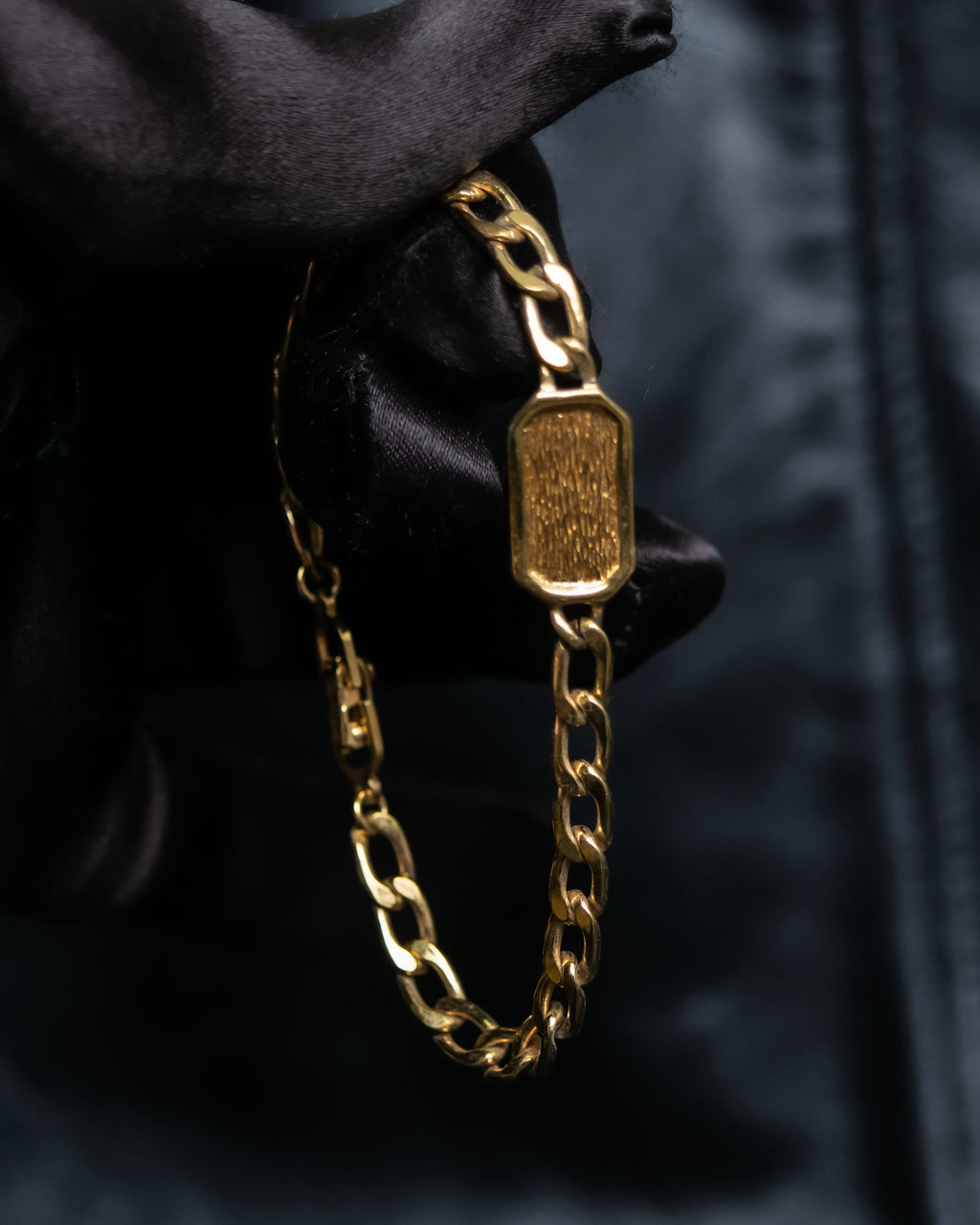 “Christian Dior” green & clear crystal designed gold chain bracelet