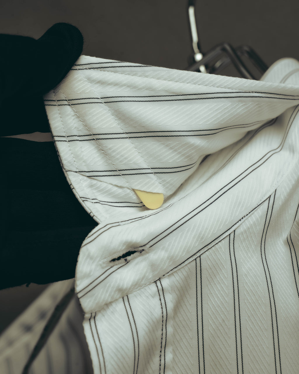 -SPECIAL- “HERMES” 80’s tonal jacquard pinstripe French cuff shirt