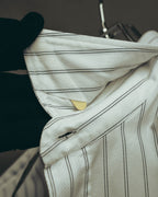 -SPECIAL- “HERMES” 80’s tonal jacquard pinstripe French cuff shirt