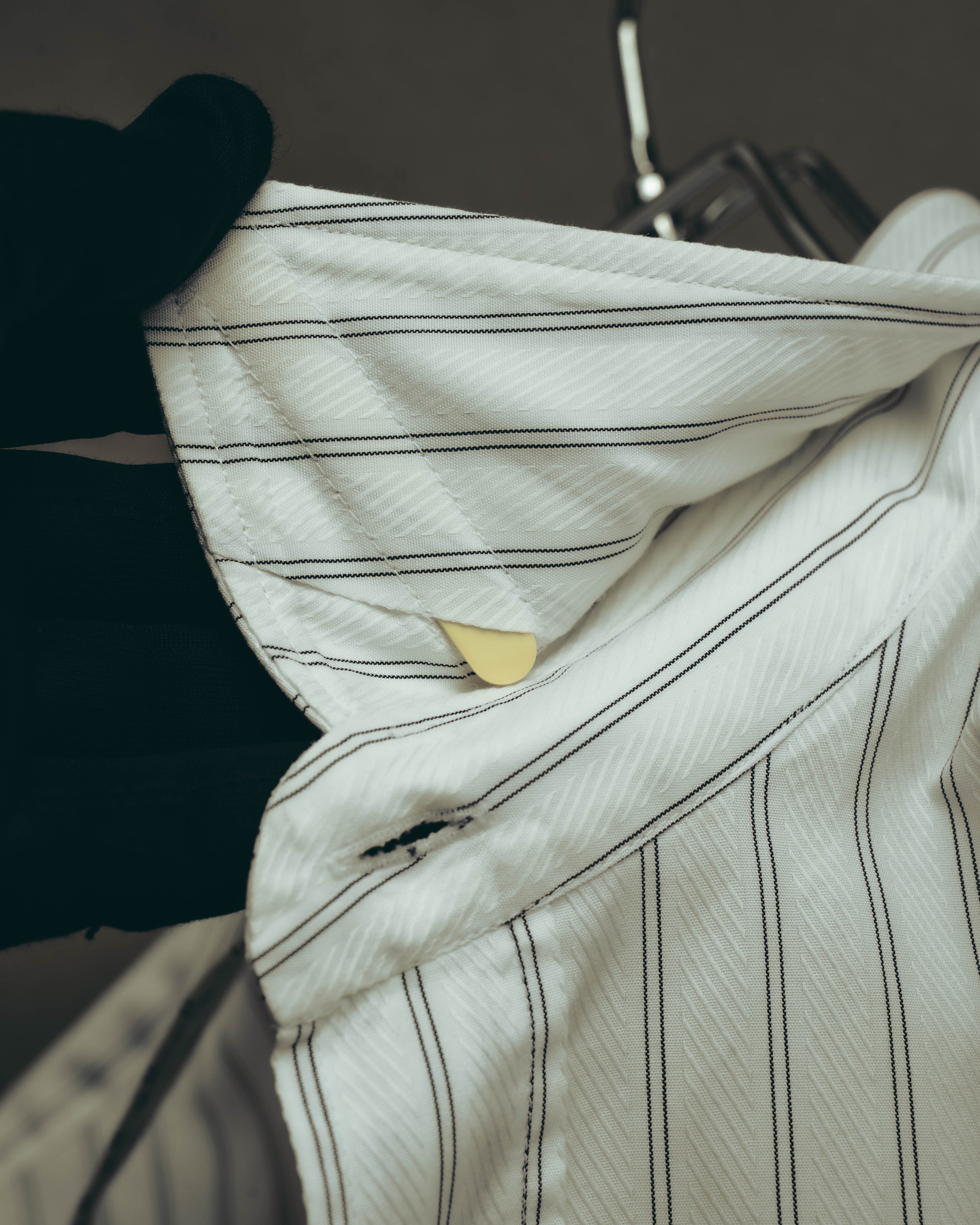 -SPECIAL- “HERMES” 80’s tonal jacquard pinstripe French cuff shirt