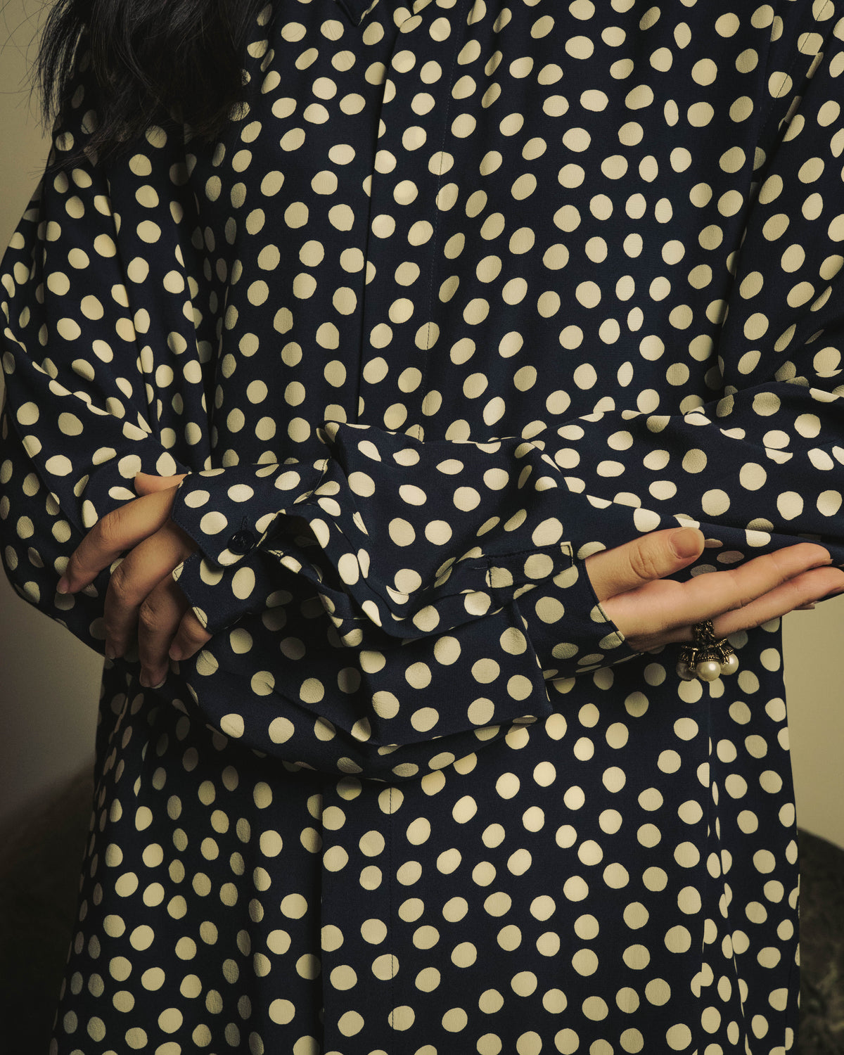 -SPECIAL- "Saint Laurent" 2019-2020 Polka dot silk long sleeve shirt