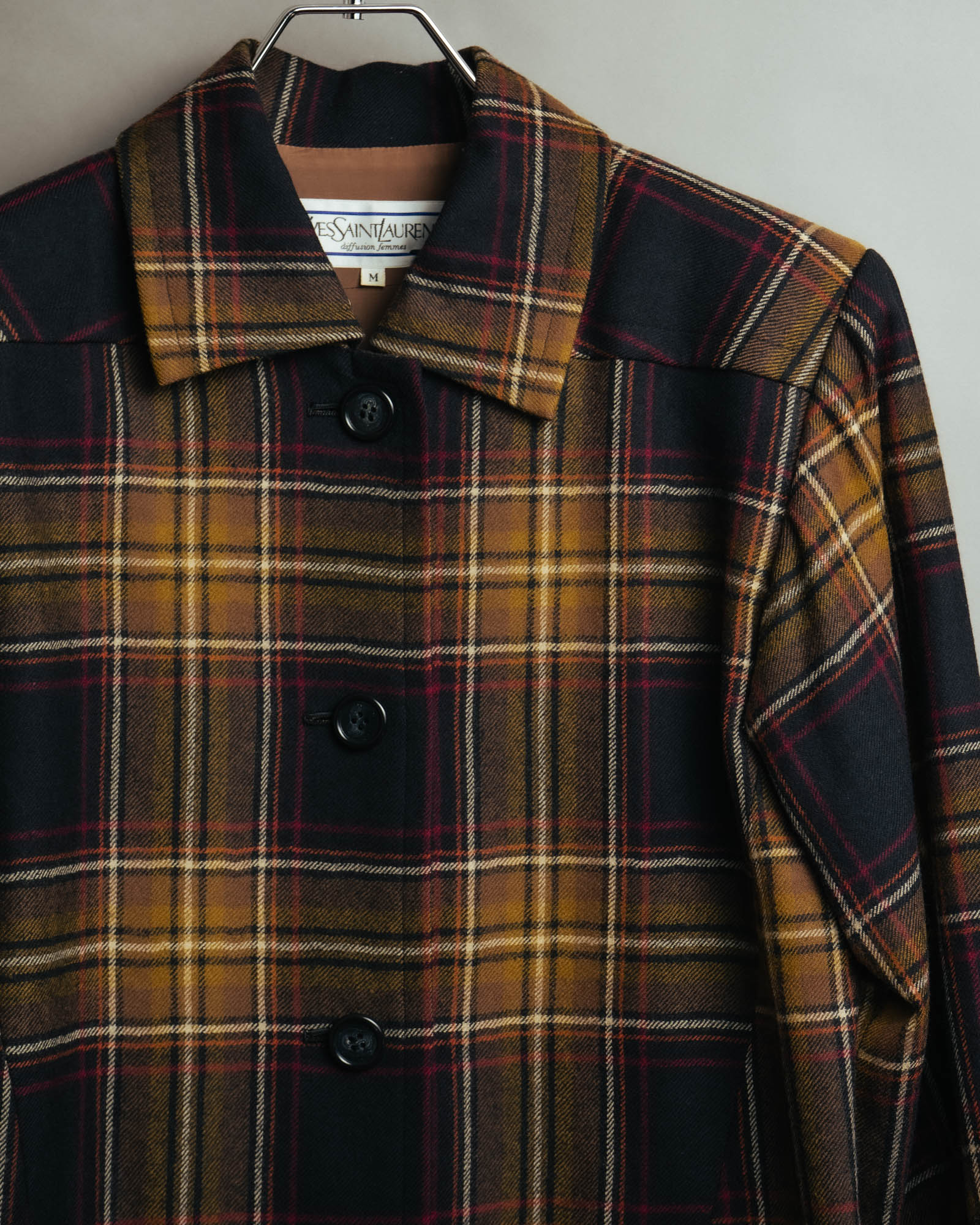 "Yves Saint Laurent" 80's-90's Plaid wool coat dress