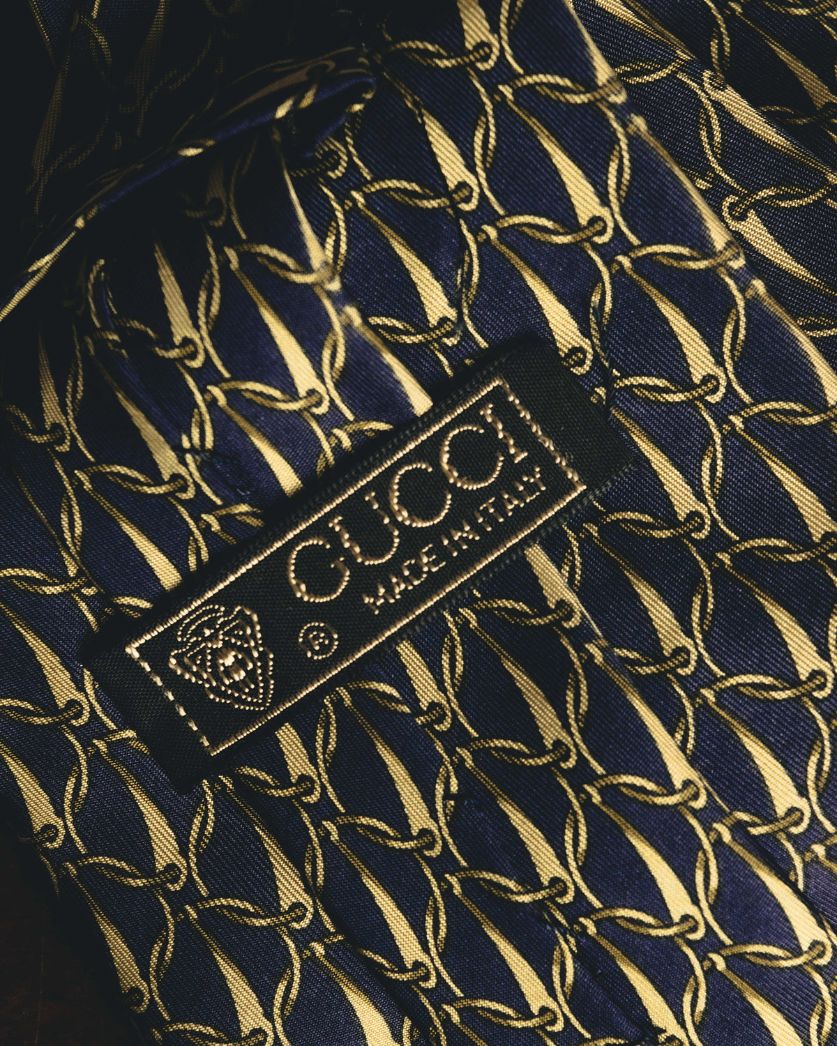 "GUCCI" 80's Nautical patterned silk necktie