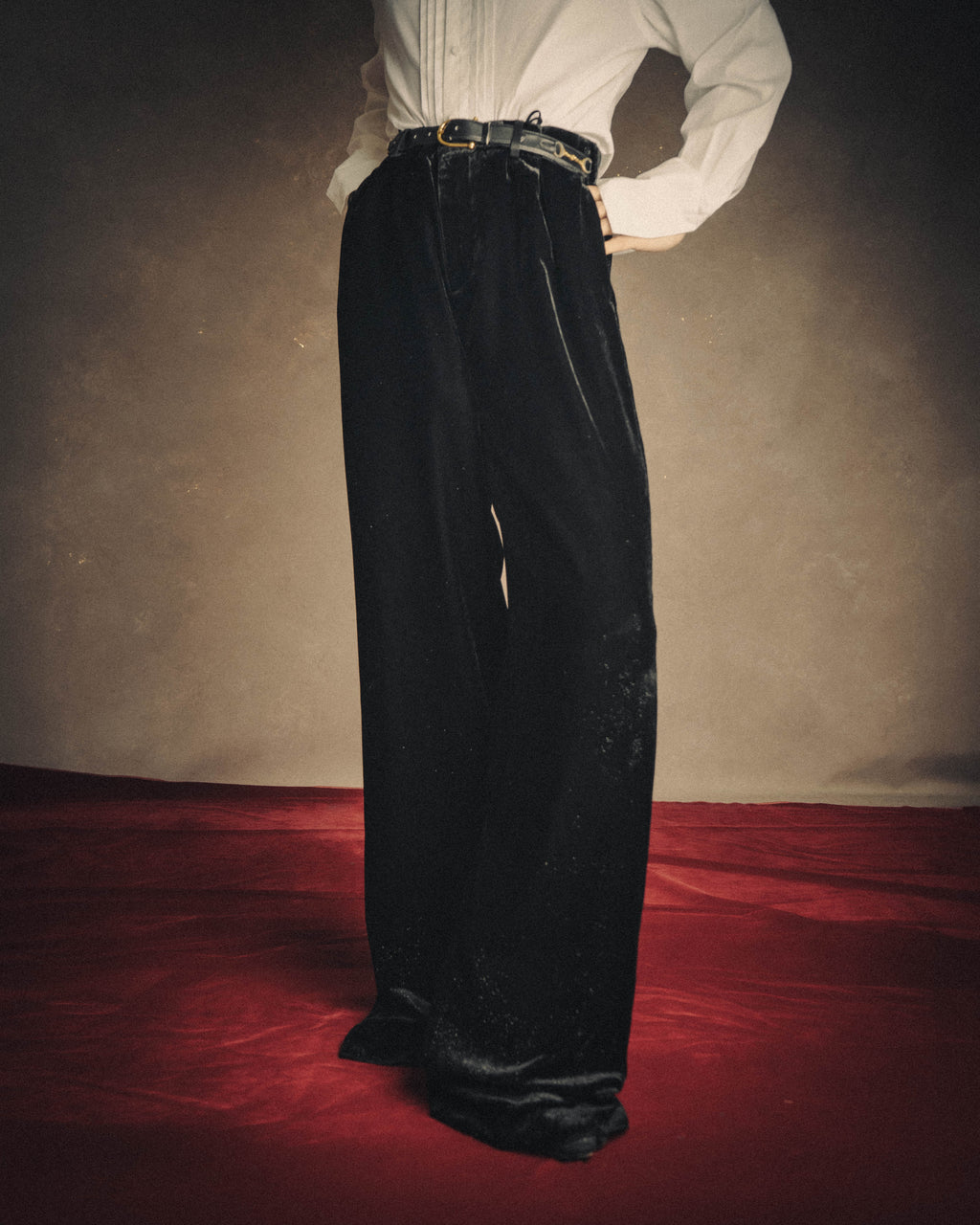 -SPECIAL- “SAINT LAURENT” 2016’s- lamé velvet tuxedo trousers