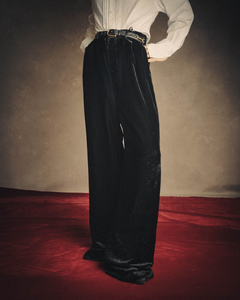 -SPECIAL- “SAINT LAURENT” 2016’s- lamé velvet tuxedo trousers