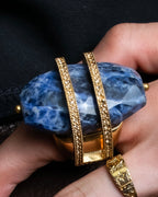 "Christian Dior" Sodalite Stone Gold Accent Ring