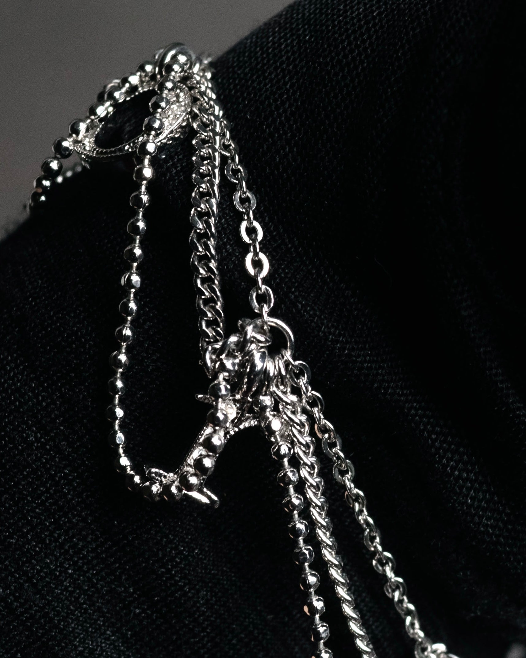 "Christian Dior" 00’s pavé letter charm multi chain bracelet