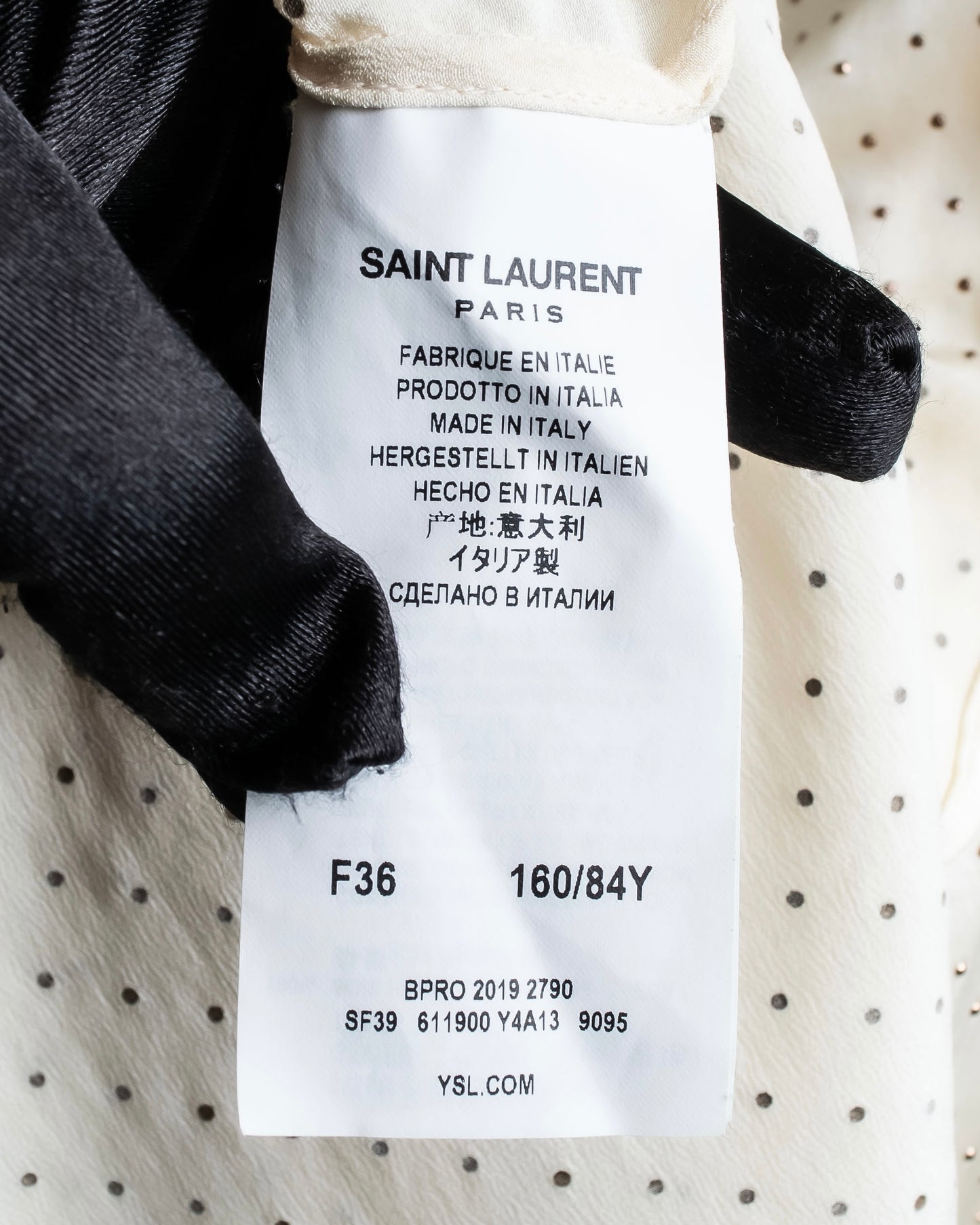 "Saint Laurent Paris" 100% silk rhinestone design shirt