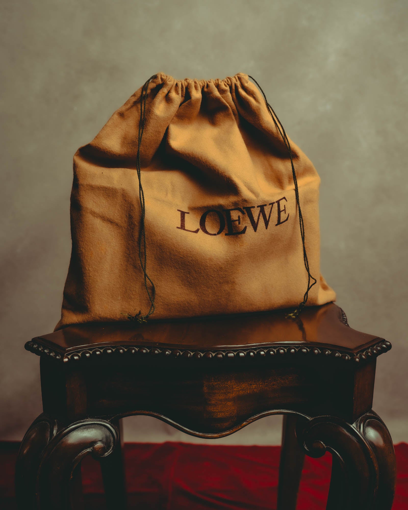 -SPECIAL- “LOEWE” 80’s-90’s embossed anagram suede shoulder bag