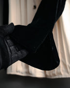 –SPECIAL– “CHANEL” 80’s-90’s pleated silk velvet trim blouse