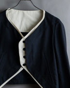 "LIMI feu" Cleric design inverted V-shaped hem short length jacket