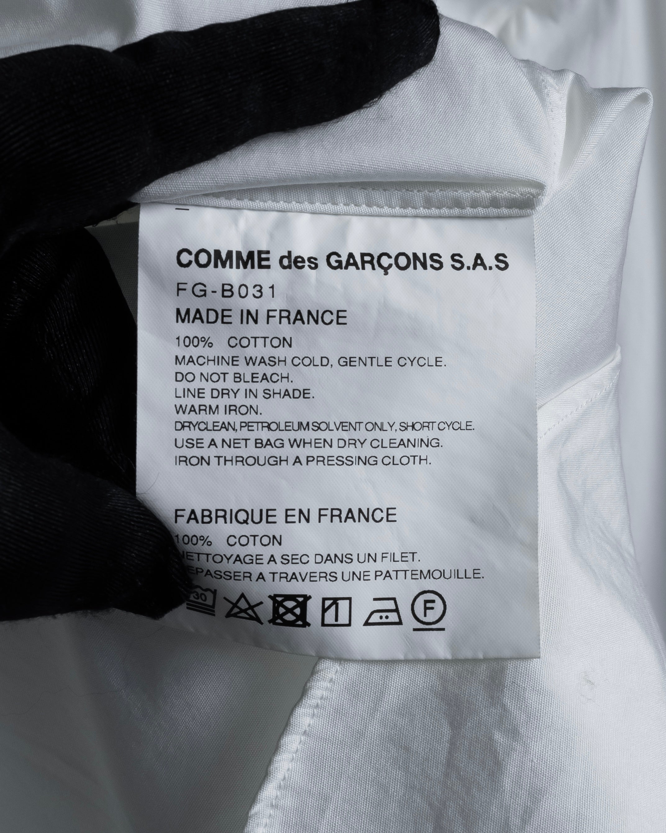 "COMME des GARCONS SHIRT" 01AW French cotton bowtie shirt