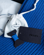 "PRADA" Ribbed knitting beautiful blue muffler