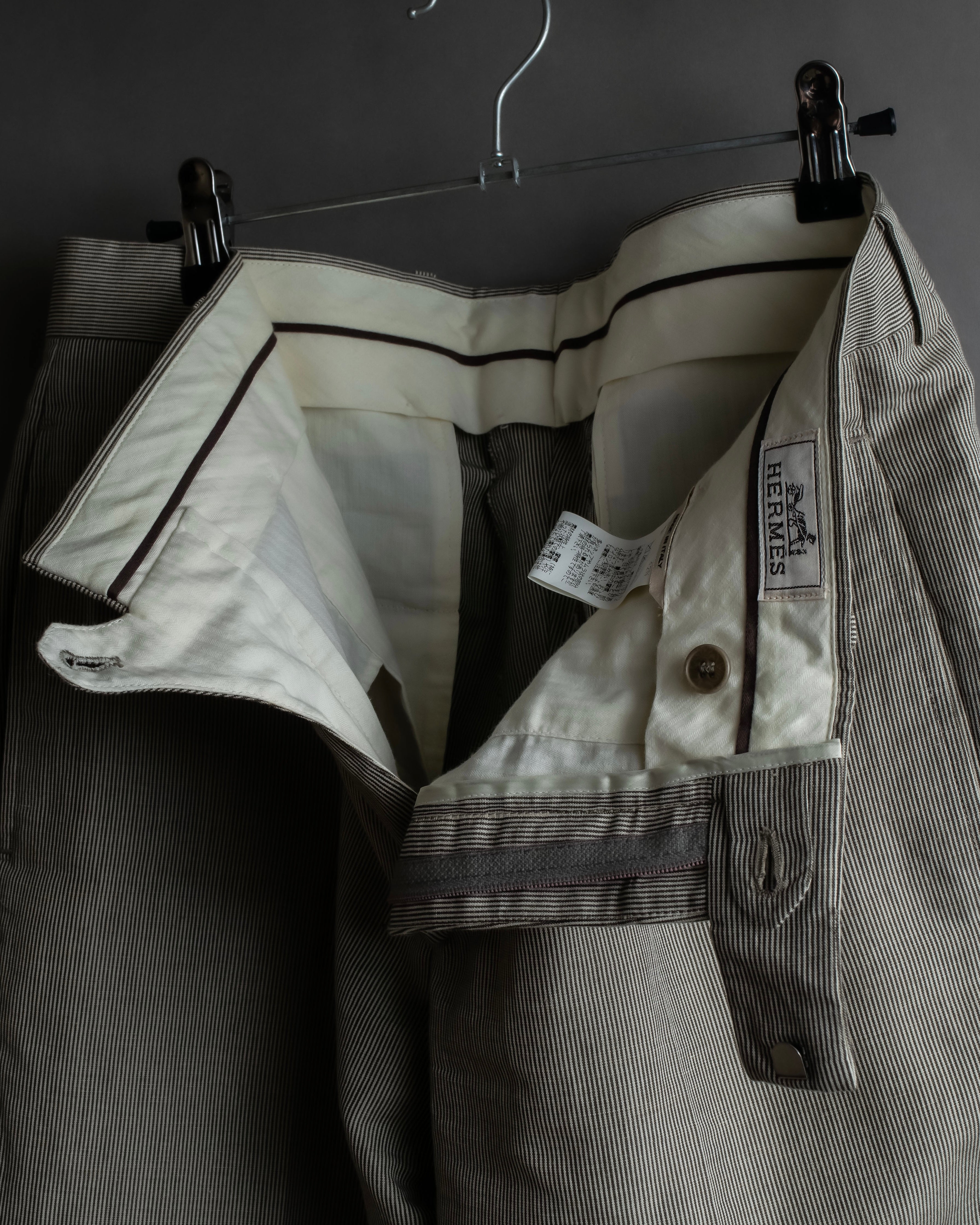 "HERMES" Cotton linen wide tapered slacks