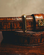 -SPECIAL- “LOEWE” 80’s-90’s Crocodile pattern anagram leather belt