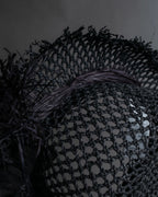 "Christian Dior" Raffia ribbon design paper fiber hat