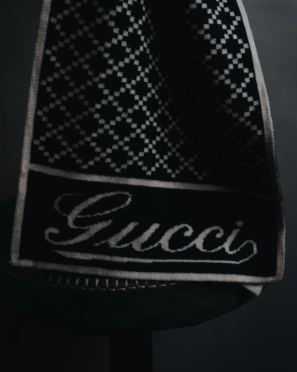 "GUCCI" 2016-2020 Script logo diamond-knit stole