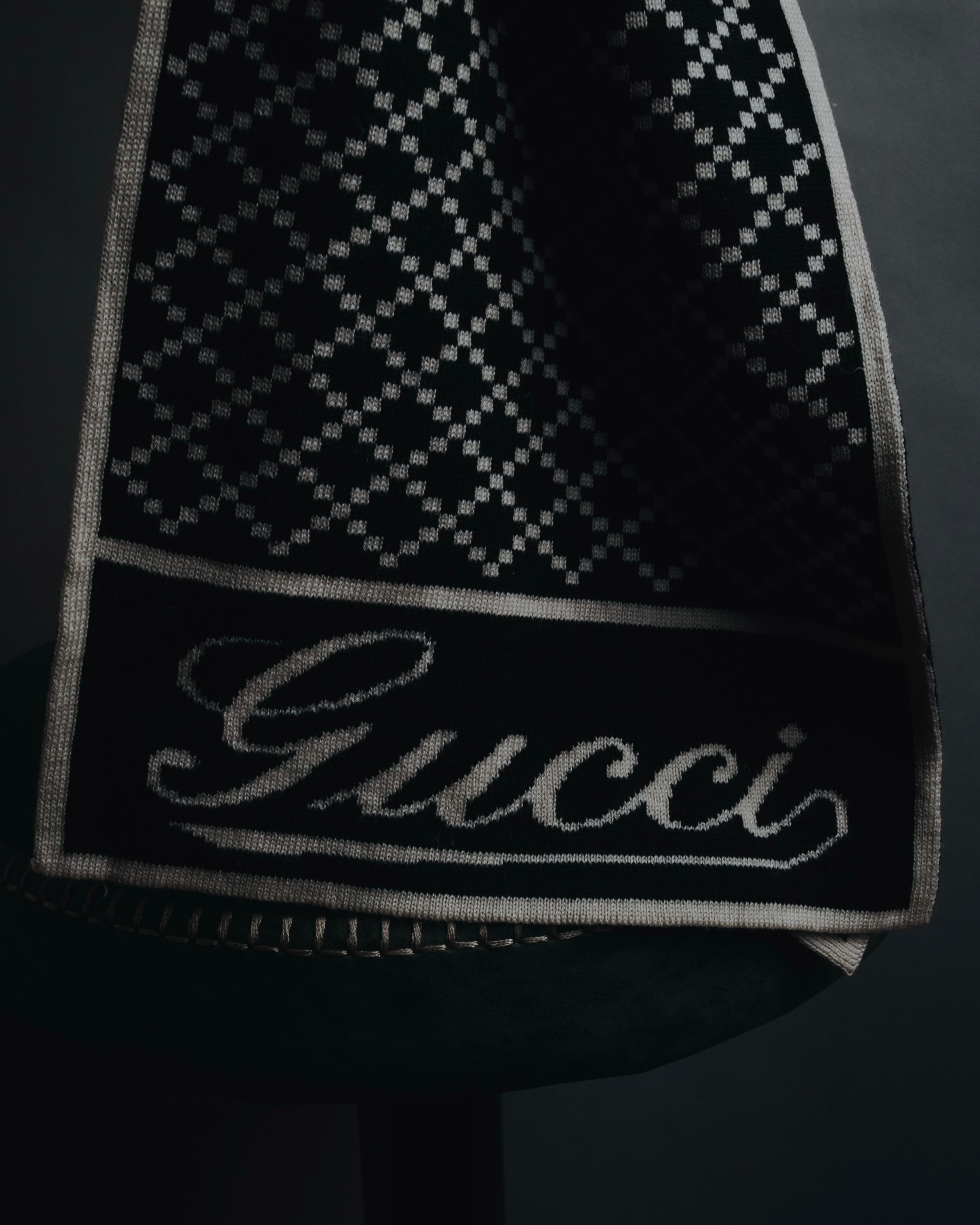 "GUCCI" 2016-2020 Script logo diamond-knit stole