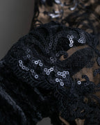 "TADASHI SHOJI" Lace docking sequin design sleeveless long dress