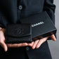 "CHANEL" Coco Mark engraved caviar skin bi fold wallet