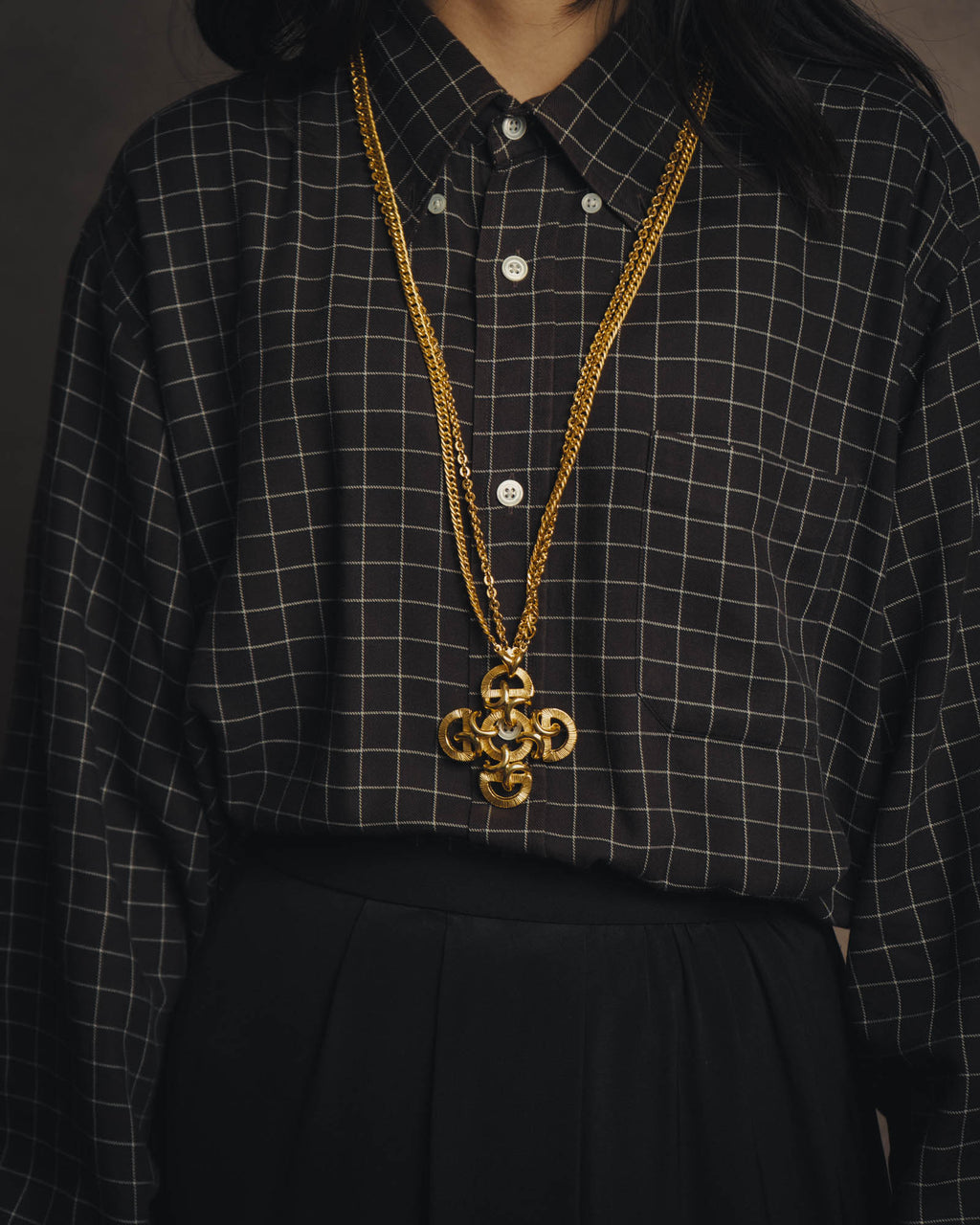 -SPECIAL- “Lucien Piccard” 70’s-80’s Gold tone cross pendant necklace