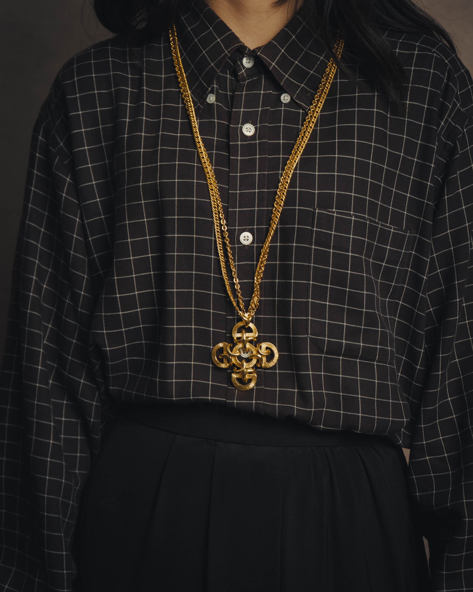 -SPECIAL- “Lucien Piccard” 70’s-80’s Gold tone cross pendant necklace
